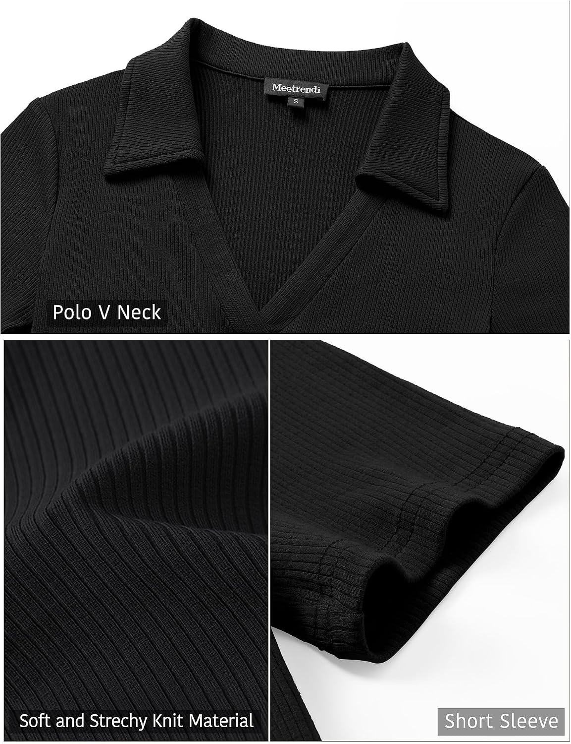 Meetrendi Womens Short Sleeve Work Shirt Summer V Neck Fitted Business Polo