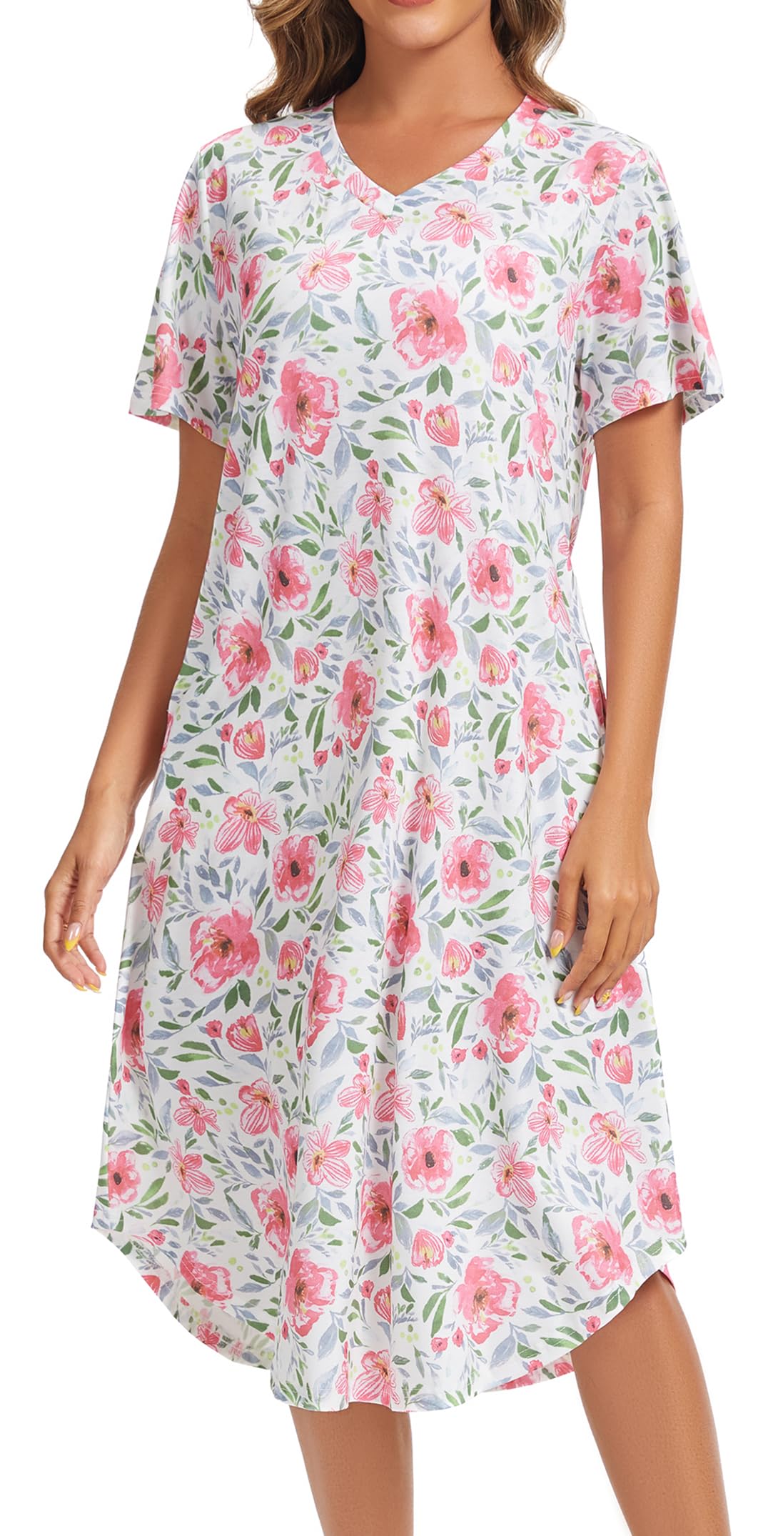 Kabento Womens Short Sleeve Long Nightgowns Sleepwear