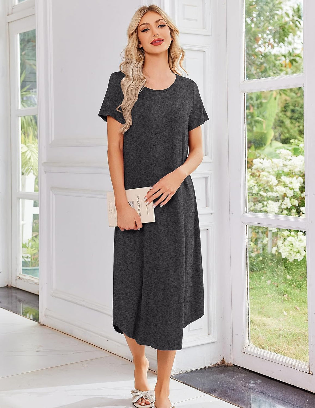 Ekouaer Long Nightgowns for Women 3 Pack Plus Size House Dress Soft Moo Moo