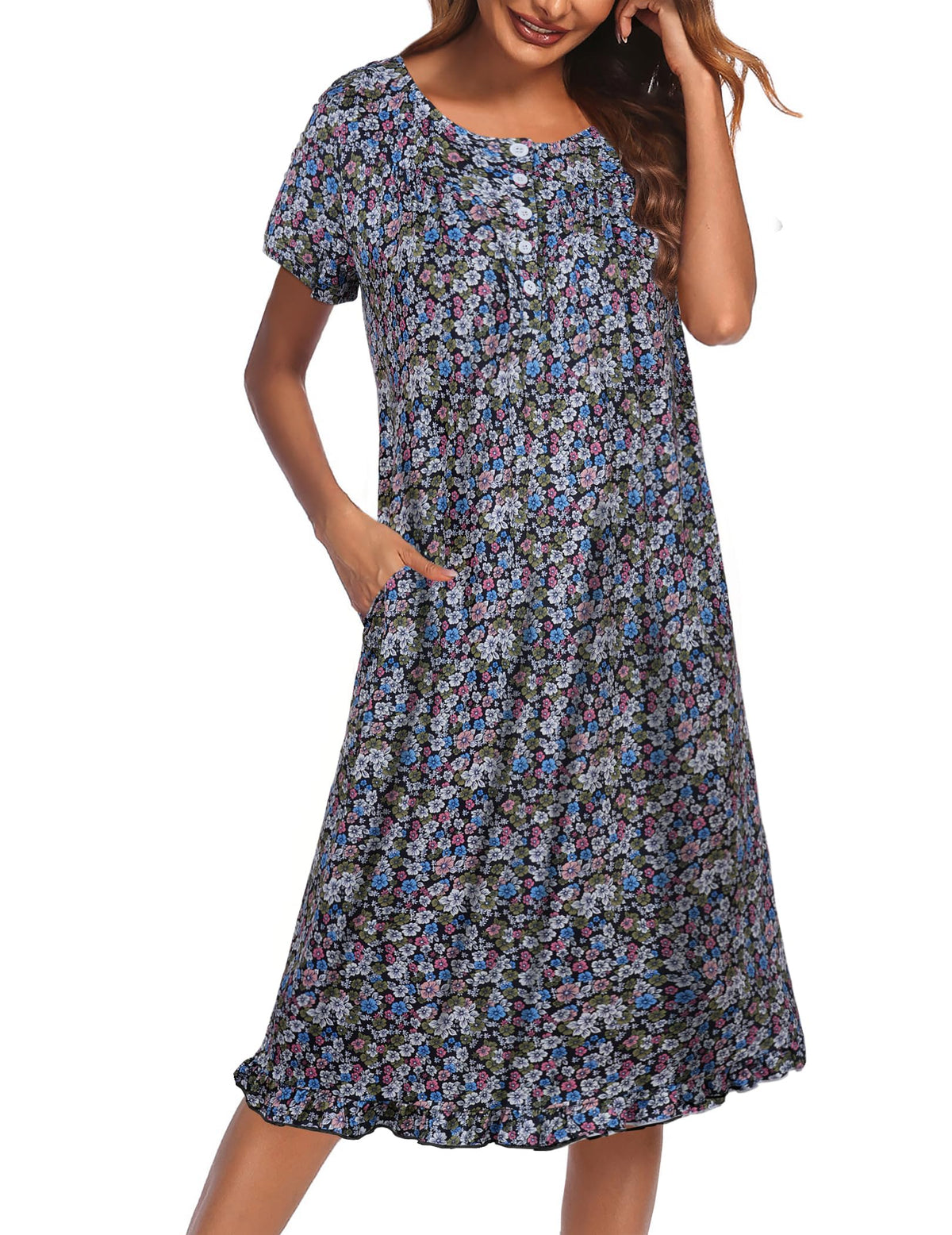 Ekouaer House Dresses for Women with Pockets Short Sleeve Moo Moos