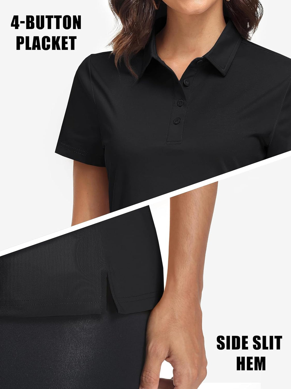 MAGCOMSEN Women's Polo Shirts UPF 50+ Short Sleeve Golf Shirt Quick Dry Sun Protection 4 Buttons Casual Work Collar Top