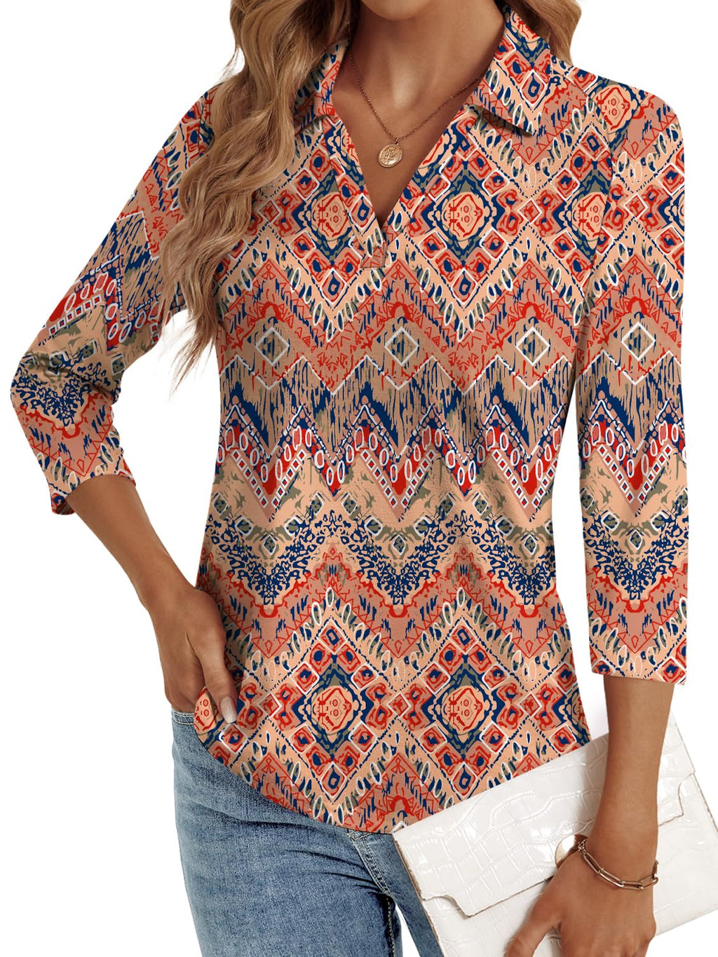 LYHIPSS 3/4 Length Sleeve Womens Tops Dressy Casual Business Blouses