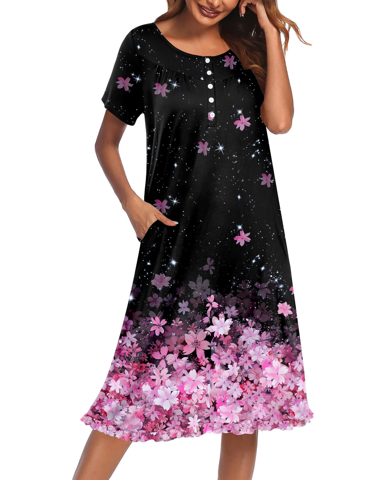 Ekouaer House Dresses for Women with Pockets Short Sleeve Moo Moos