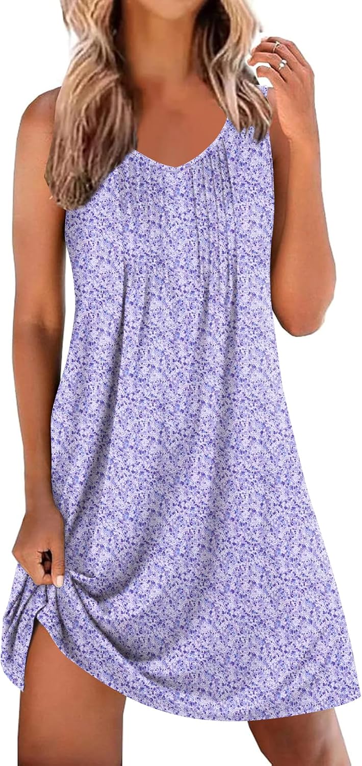 Ekouaer Nightgowns for Women Sleeveless Sleep Shirt Tank V Neck Night Gown