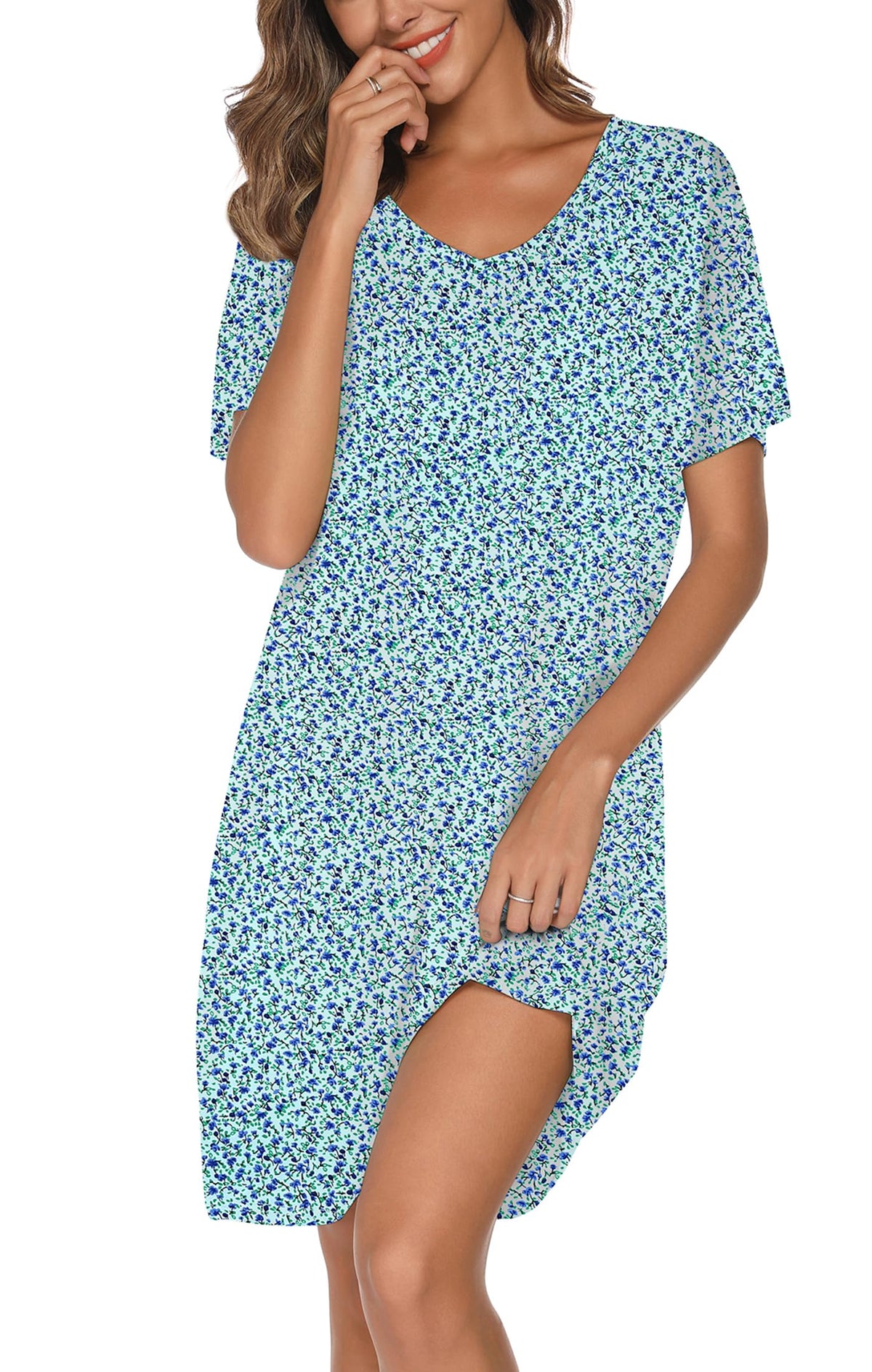 Nightgowns for Women Soft Cotton Sleep Shirts Short Sleeve Sleepwear