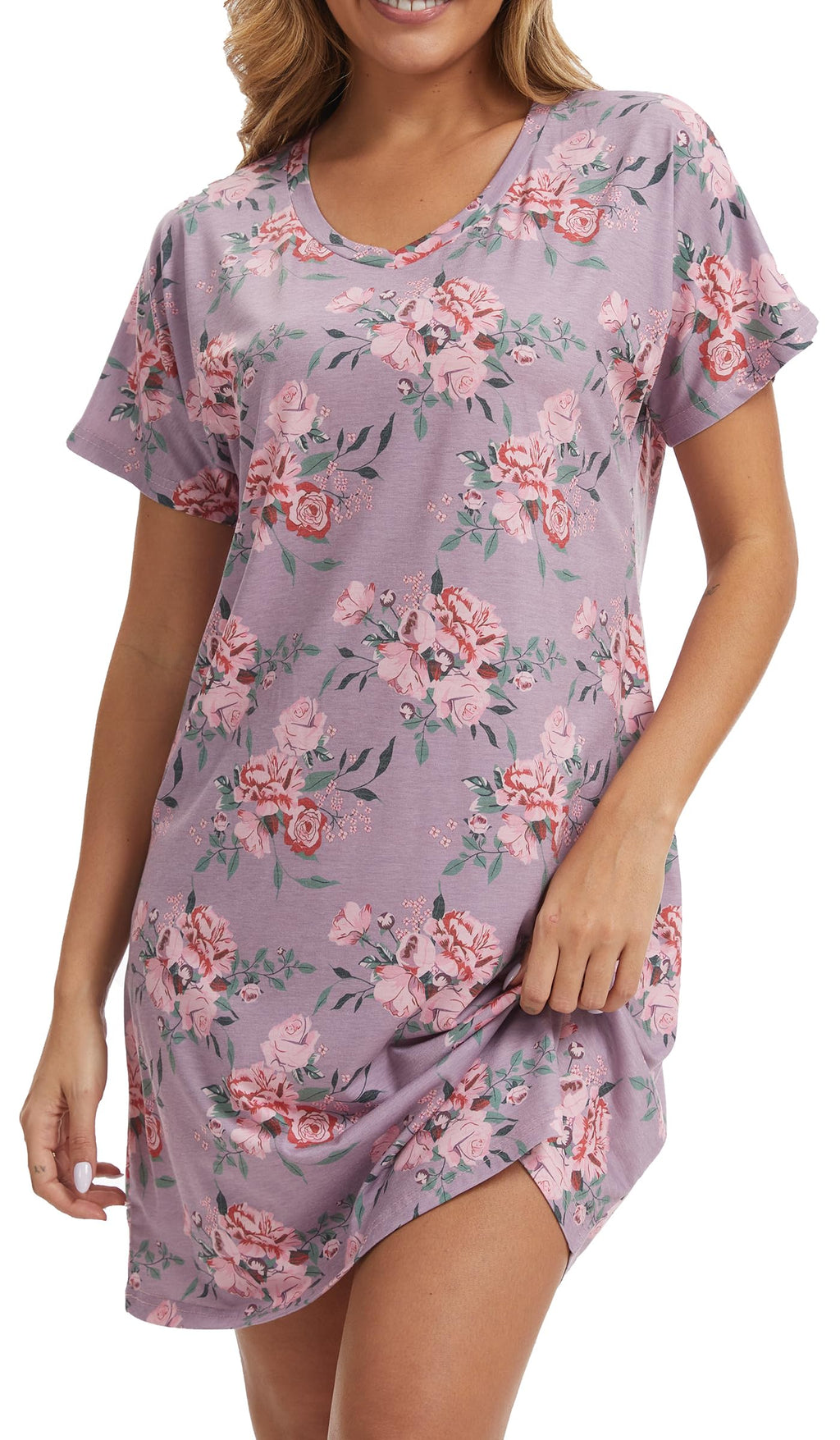 Nightgowns for Women Soft Cotton Sleep Shirts Short Sleeve Sleepwear