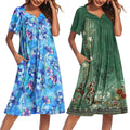Ekouaer 2 Pack House Dresses for Women with Pockets Short Sleeve Moo Moos