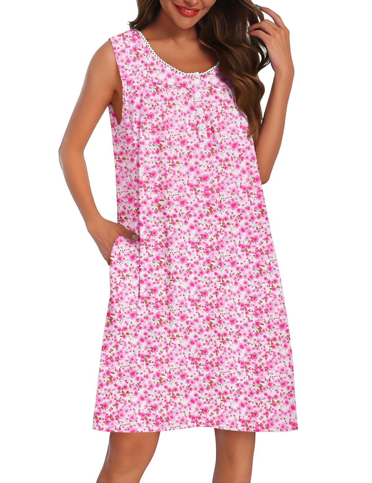 Ekouaer Cotton Nightgowns for Women Tank Sleeveless Night Gowns