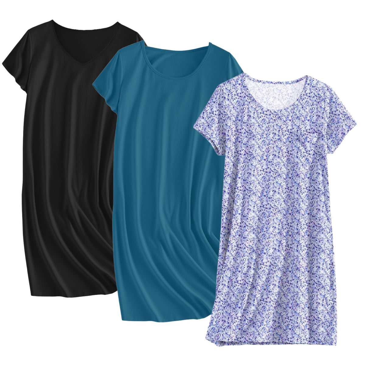 Ekouaer Cotton Nightgowns for Women 3 Pack Sleepshirts Tshirt Night Gown
