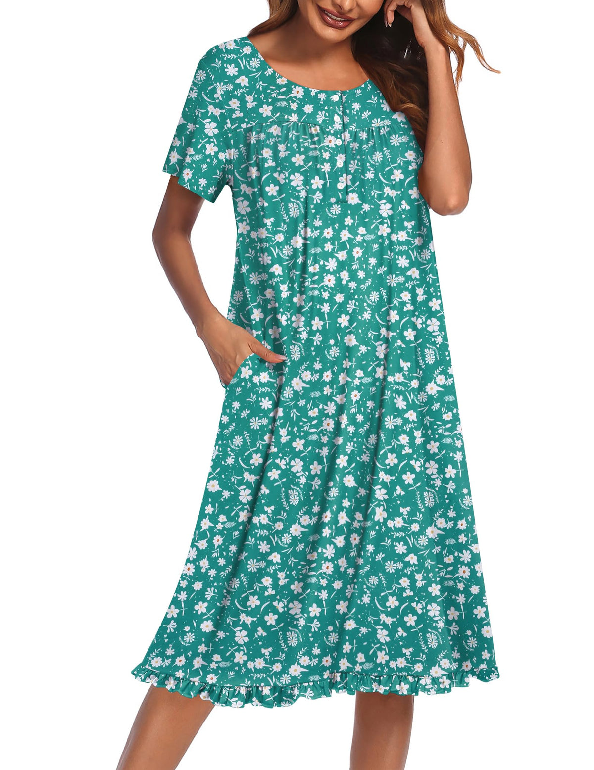 Ekouaer House Dresses for Women with Pockets Short Sleeve Moo Moos