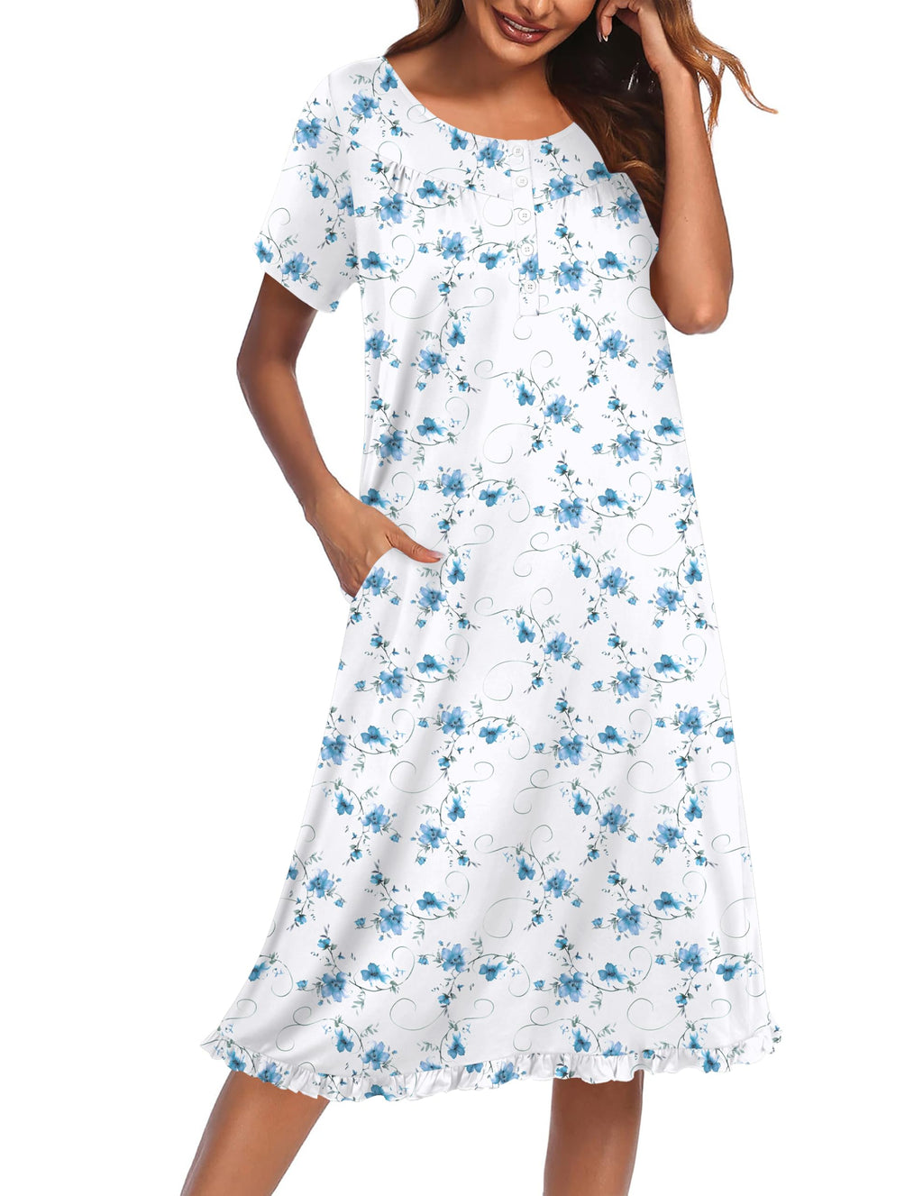 Ekouaer House Dresses for Women with Pockets Short Sleeve Moo Moos
