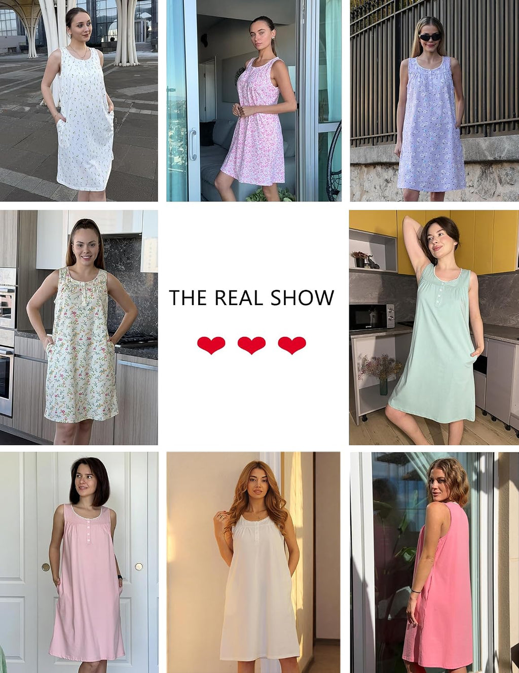 Ekouaer Cotton Nightgowns for Women Tank Sleeveless Night Gowns