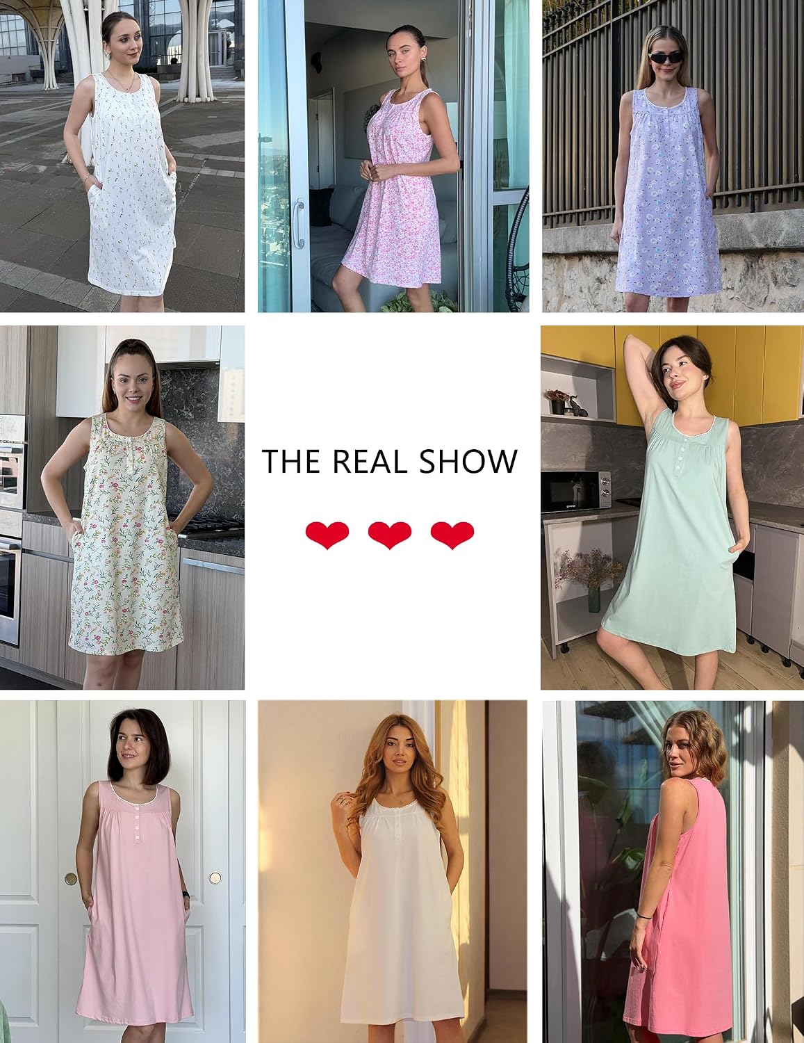 Ekouaer Cotton Nightgowns for Women Tank Sleeveless Night Gowns