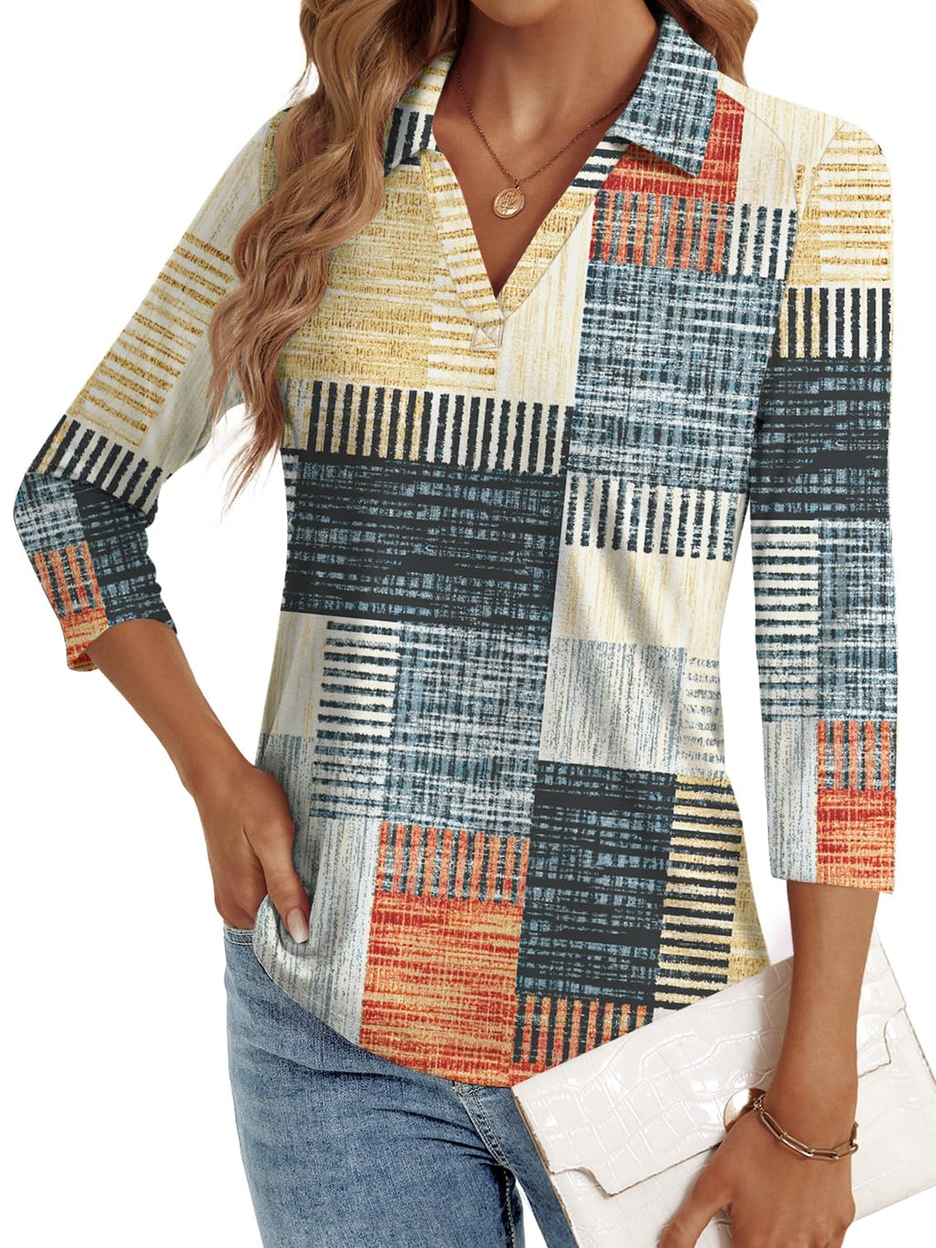 LYHIPSS 3/4 Length Sleeve Womens Tops Dressy Casual Business Blouses