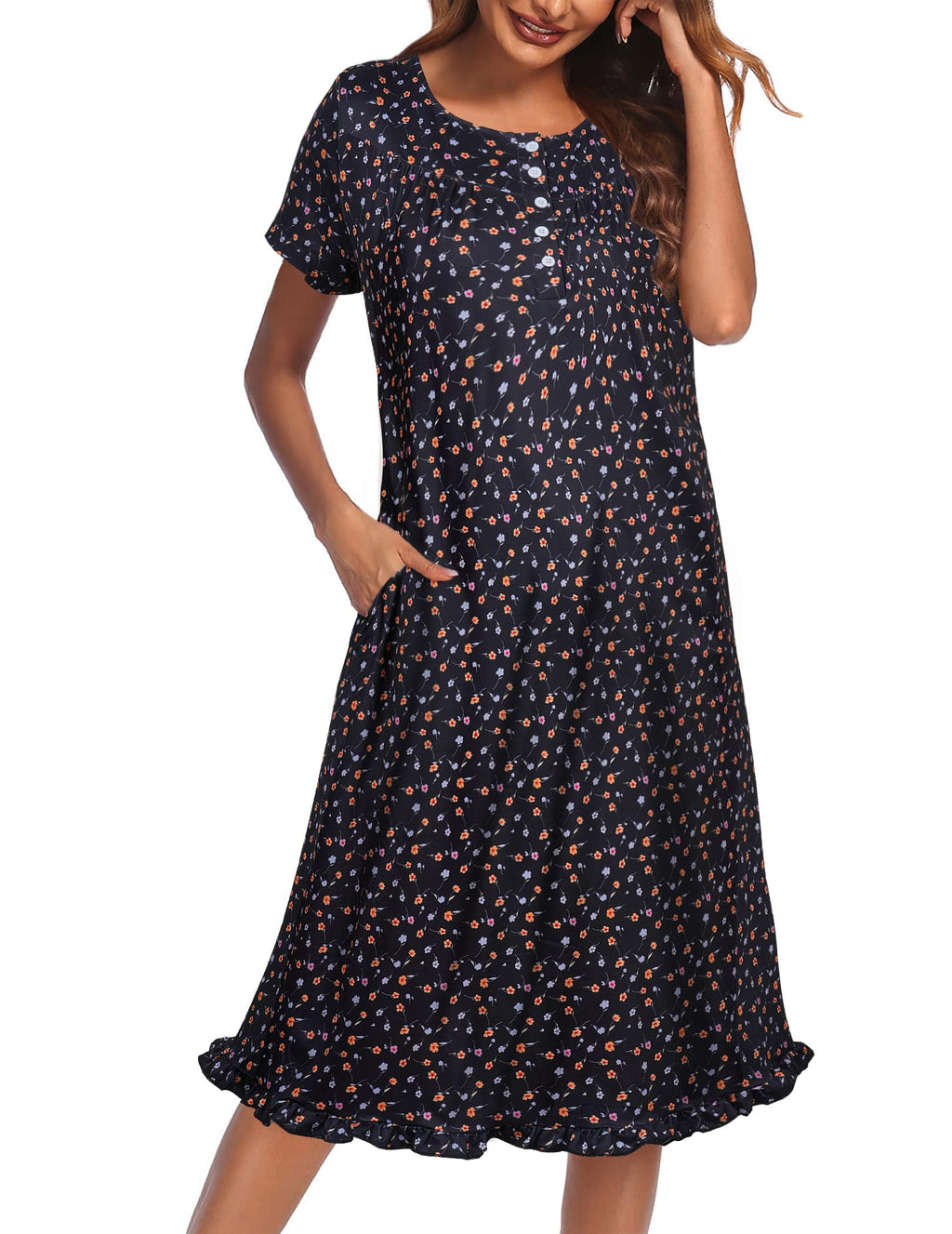 Ekouaer House Dresses for Women with Pockets Short Sleeve Moo Moos