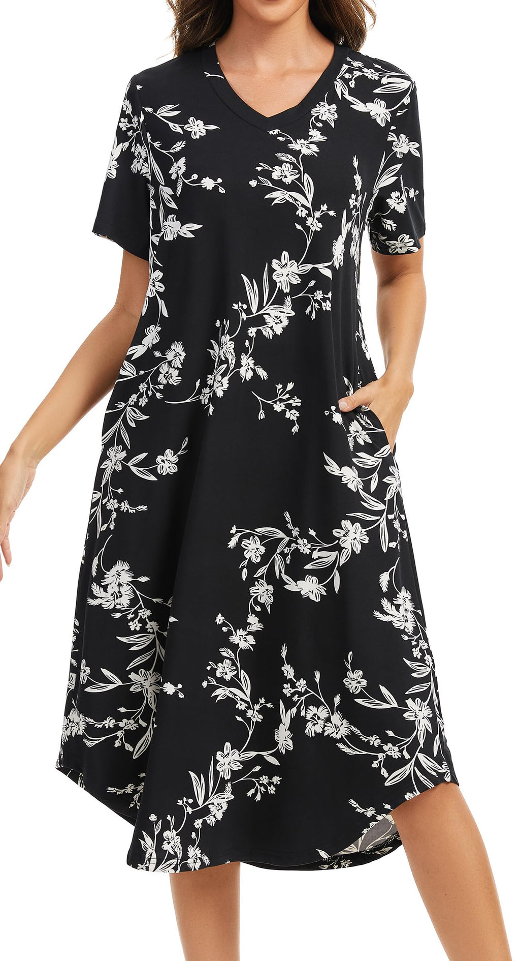 Kabento Womens Short Sleeve Long Nightgowns Sleepwear