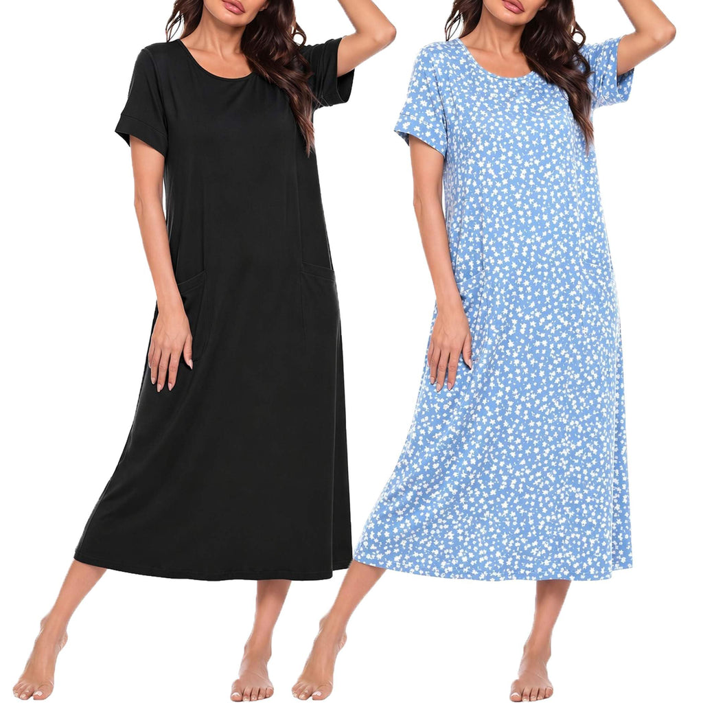 Ekouaer Long Nightgowns for Women Soft House Dress Plus Size Moo Moos