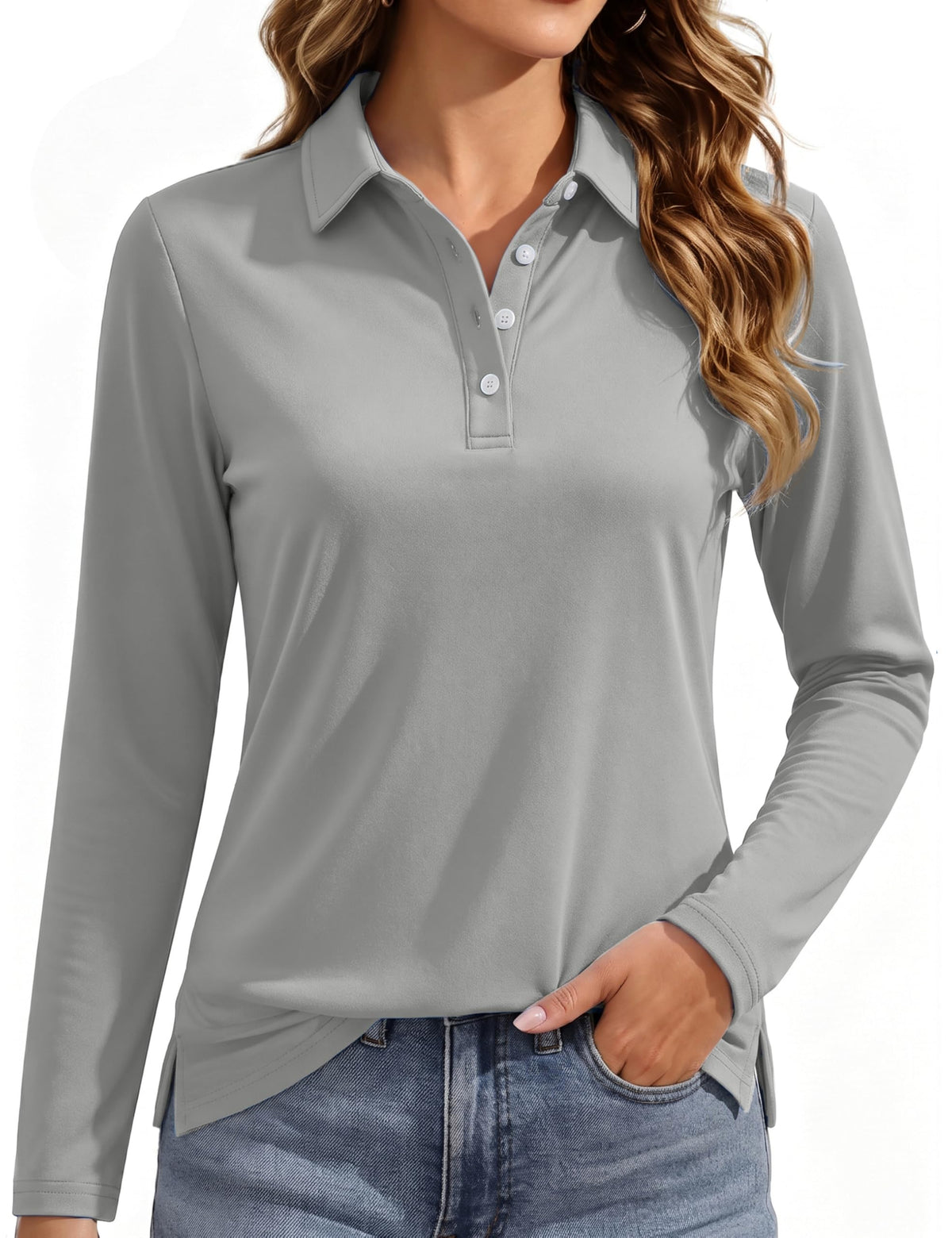 MAGCOMSEN Long Sleeve Polo Shirts for Women Golf Tops with Collar Work
