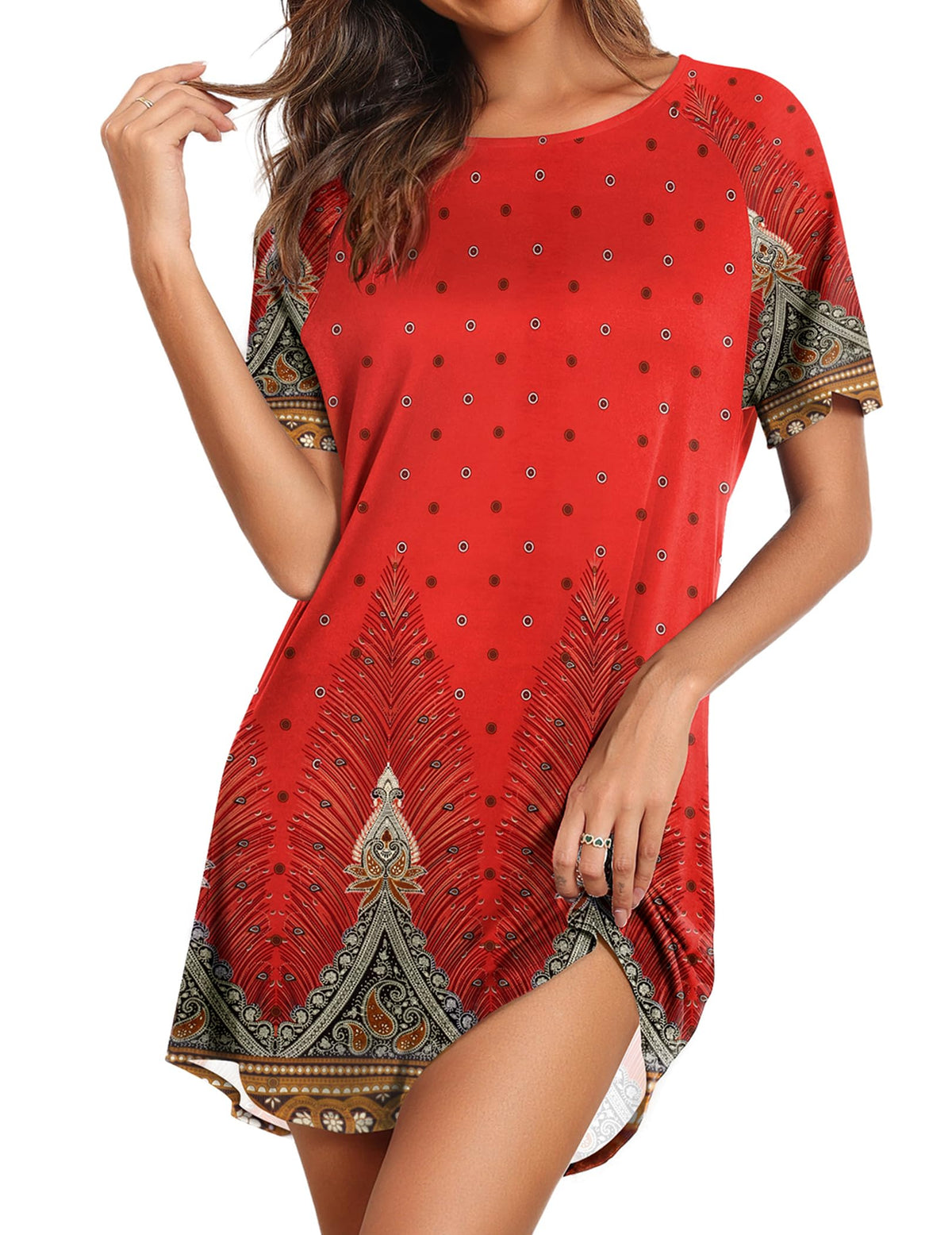 Ekouaer Nightgowns for Women Short Sleeve Sleep Shirts Pullover Nightshirt