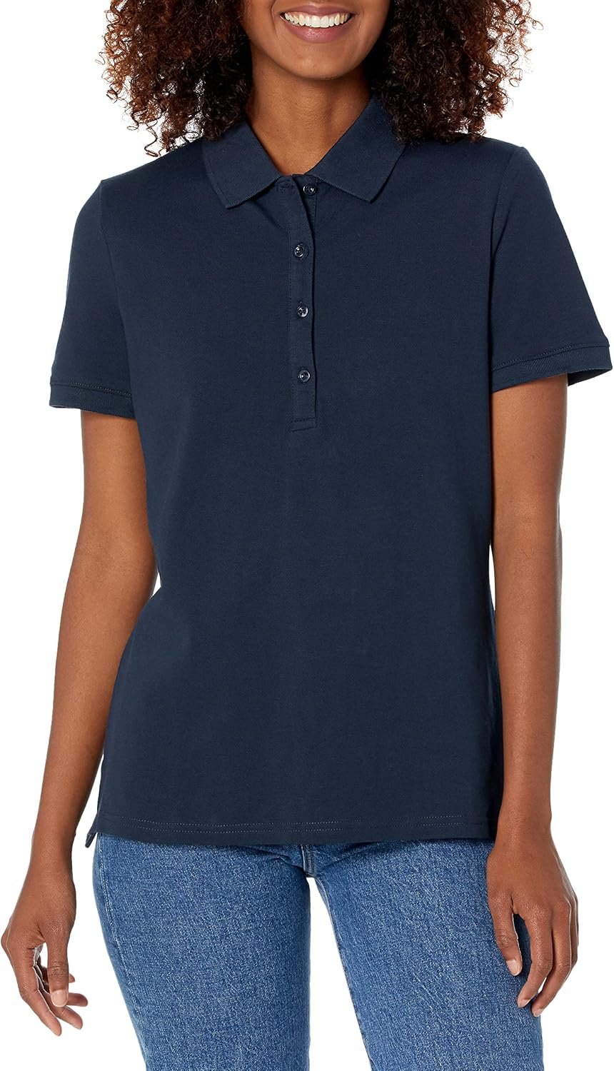 Amazon Essentials Women's Short-Sleeve Collared Polo Shirt (Available in Plus Size)
