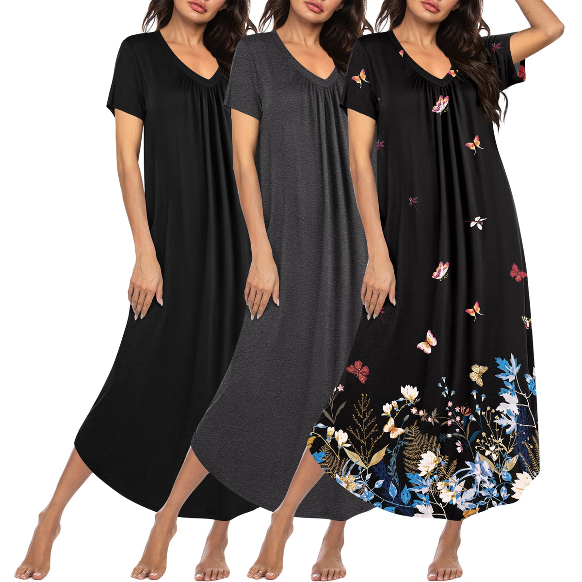 Ekouaer Long Nightgowns for Women 3 Pack House Dress Plus Size Moo Moos