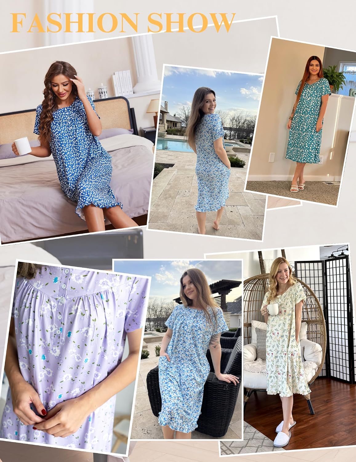 Ekouaer House Dresses for Women with Pockets Short Sleeve Moo Moos