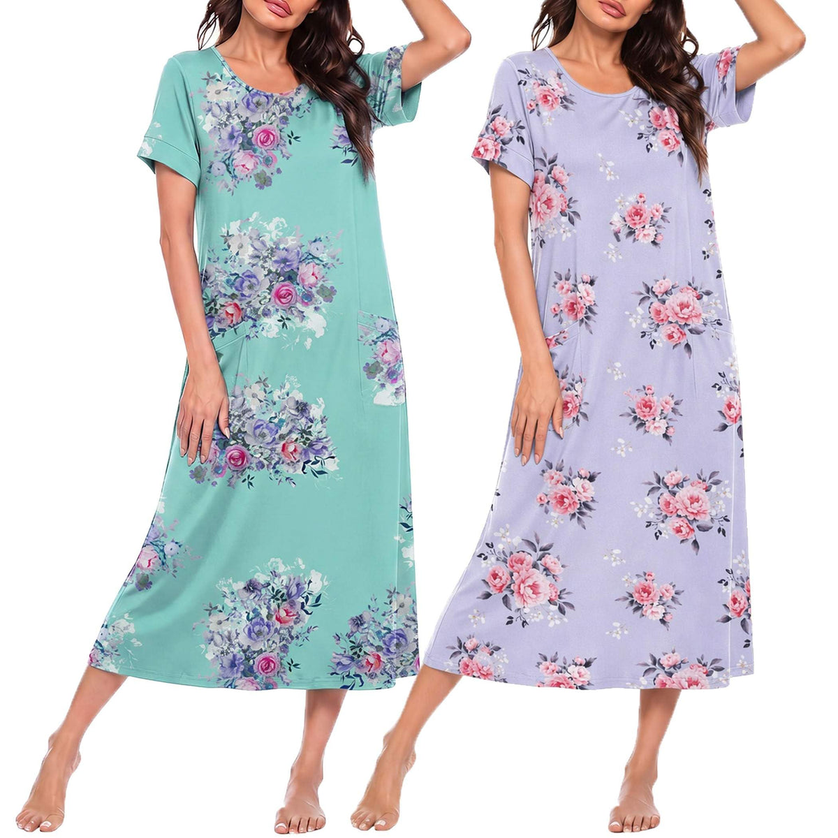 Ekouaer Long Nightgowns for Women Soft House Dress Plus Size Moo Moos