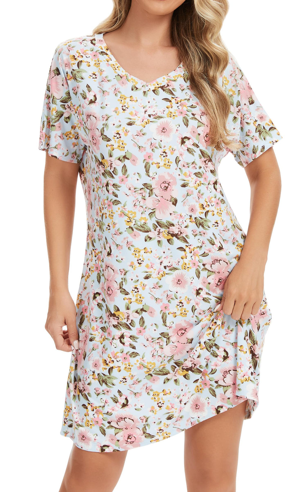 Nightgowns for Women Soft Cotton Sleep Shirts Short Sleeve Sleepwear