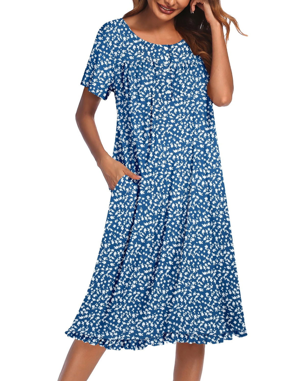 Ekouaer House Dresses for Women with Pockets Short Sleeve Moo Moos