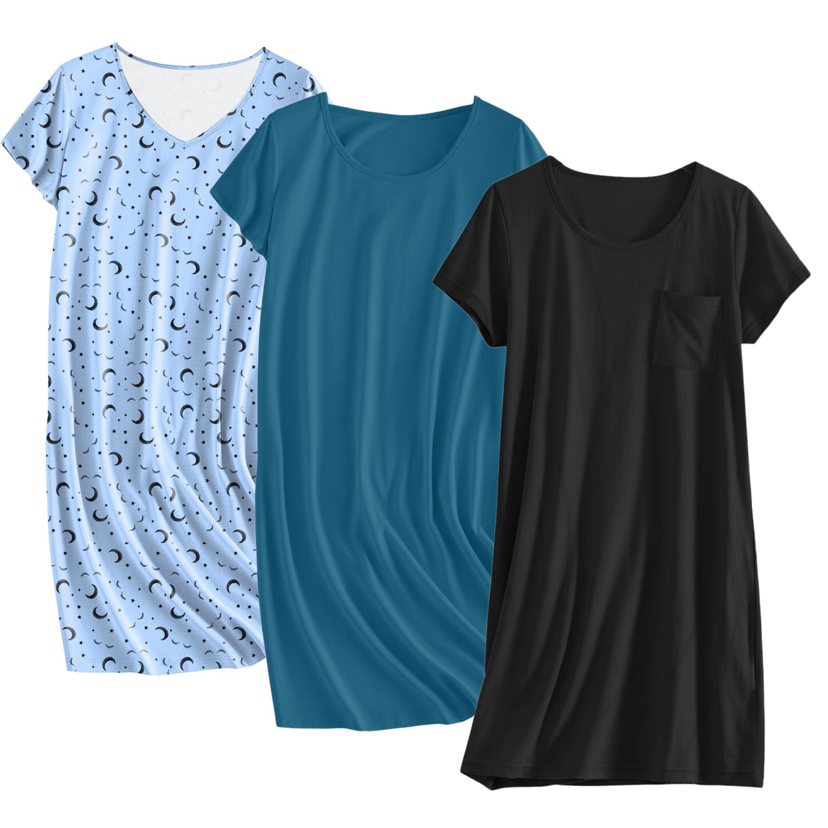 Ekouaer Cotton Nightgowns for Women 3 Pack Sleepshirts Tshirt Night Gown
