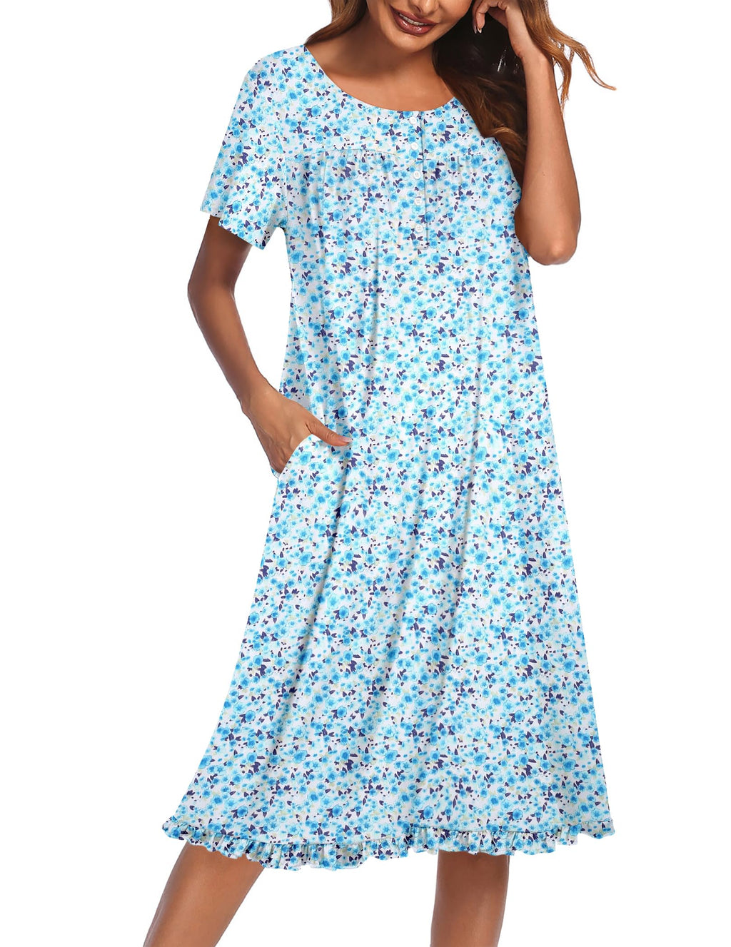 Ekouaer House Dresses for Women with Pockets Short Sleeve Moo Moos