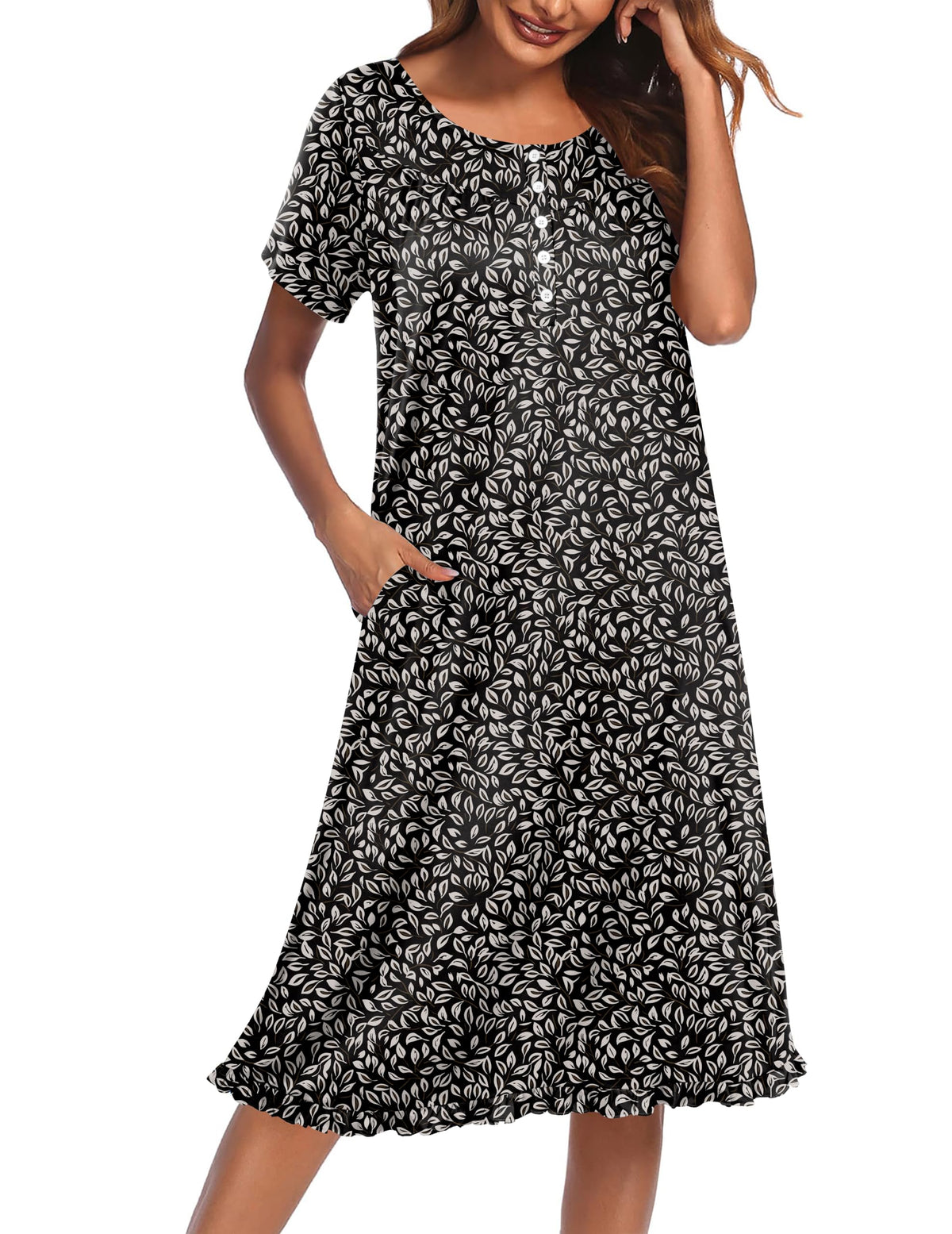 Ekouaer House Dresses for Women with Pockets Short Sleeve Moo Moos