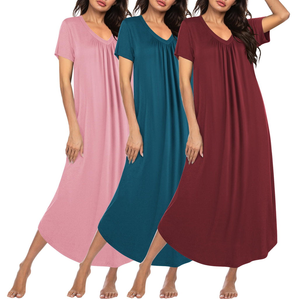 Ekouaer Long Nightgowns for Women 3 Pack House Dress Plus Size Moo Moos