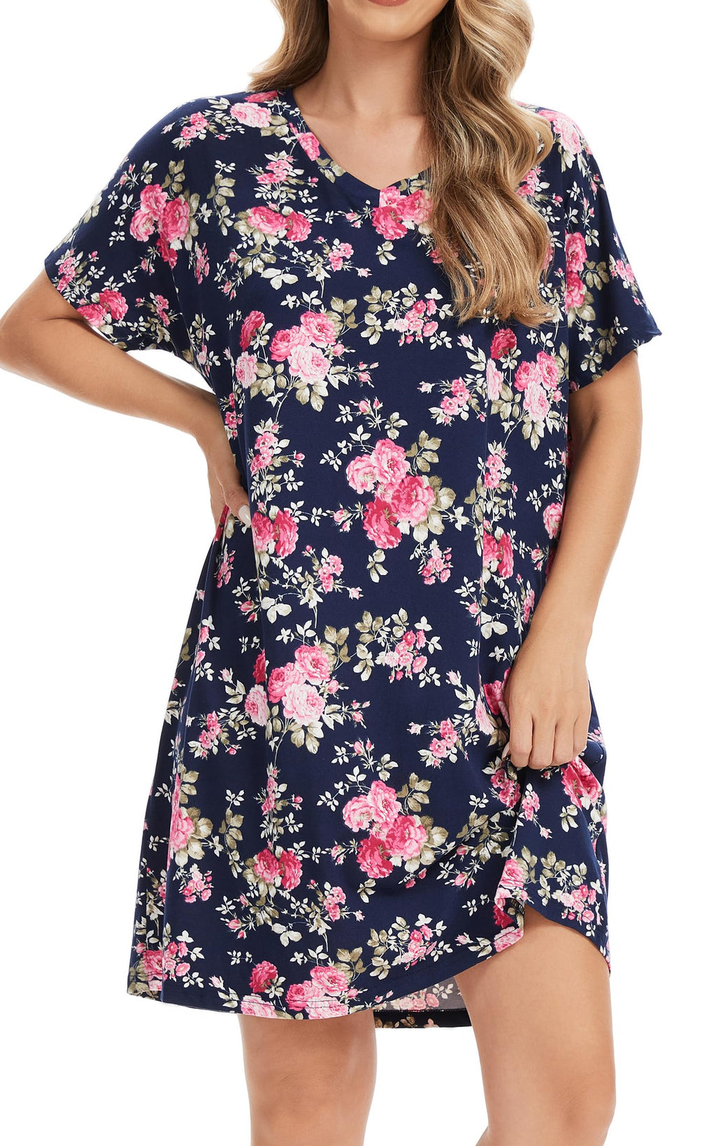 Nightgowns for Women Soft Cotton Sleep Shirts Short Sleeve Sleepwear