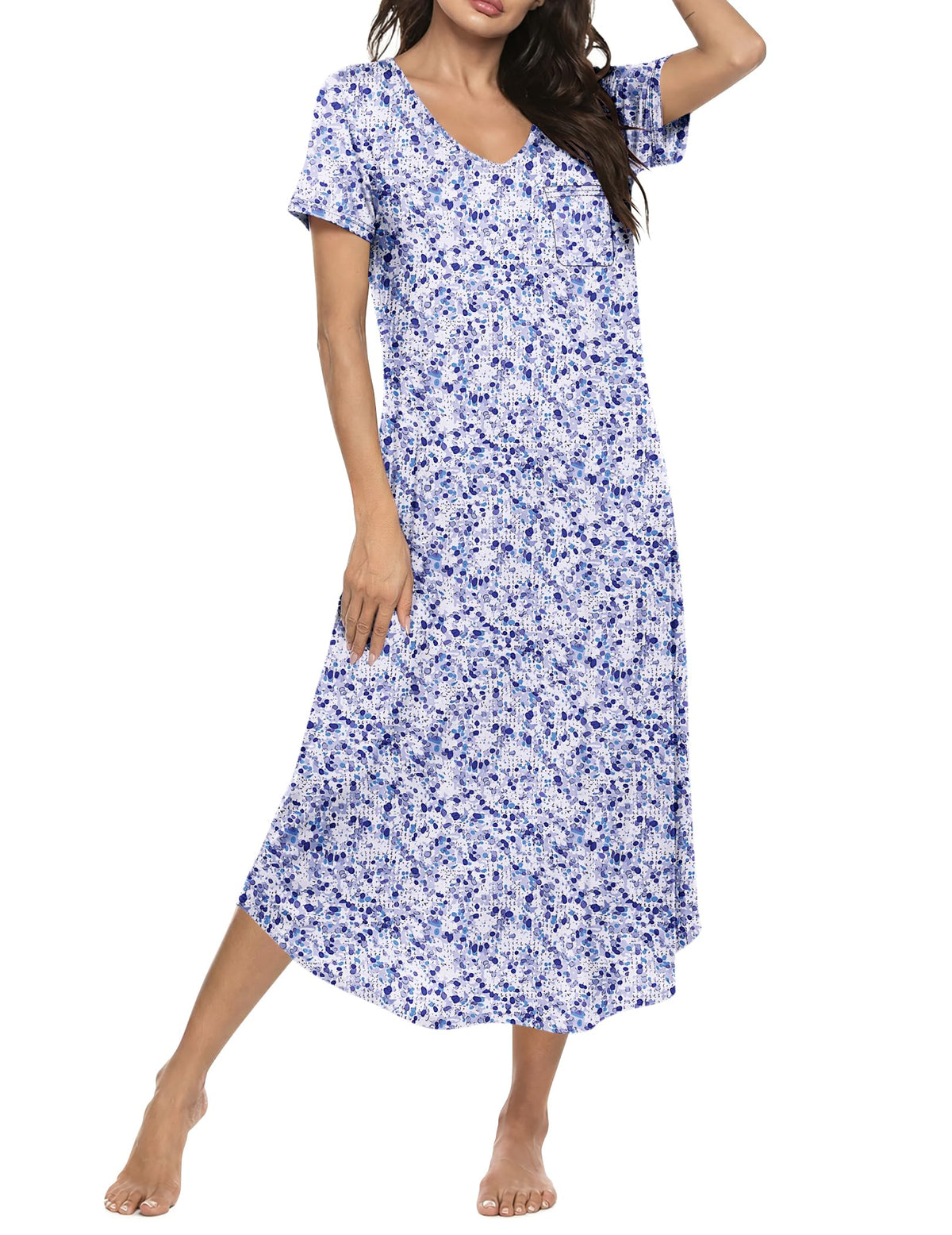 Ekouaer Long Nightgowns for Women Bamboo Viscose Short Sleeve Sleepshirt