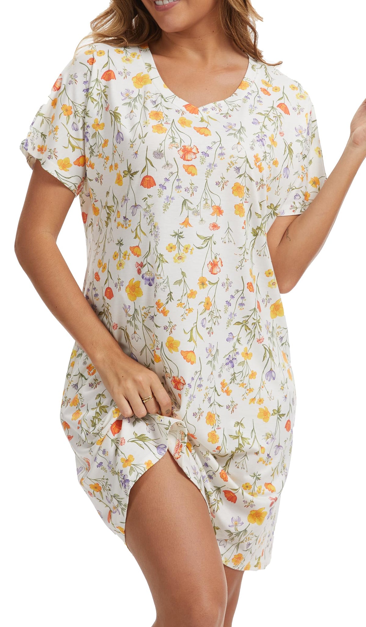 Nightgowns for Women Soft Cotton Sleep Shirts Short Sleeve Sleepwear