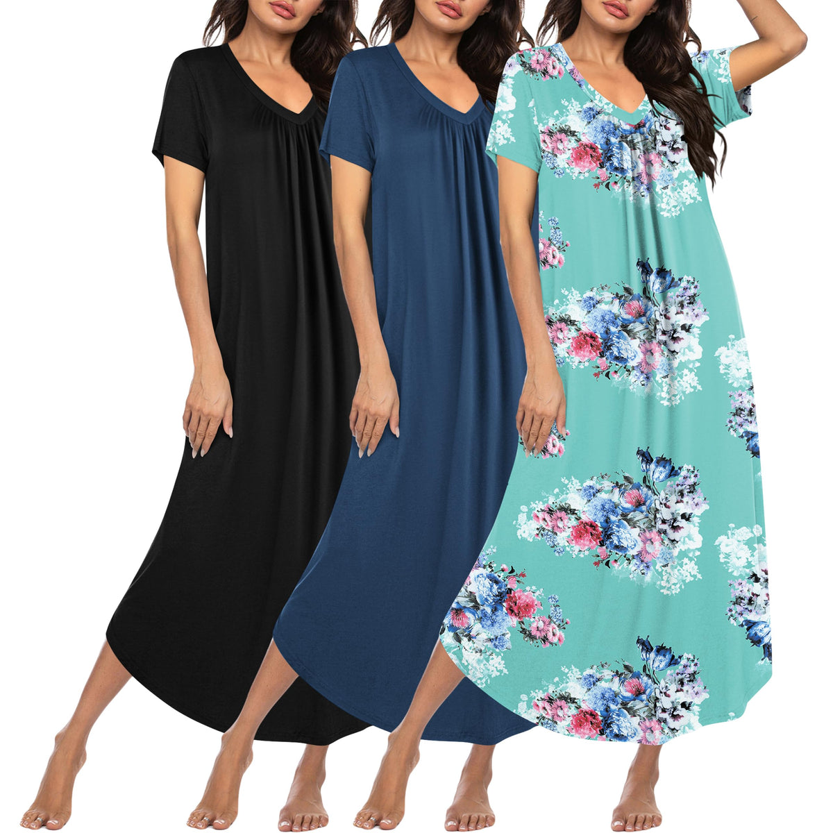 Ekouaer Long Nightgowns for Women 3 Pack House Dress Plus Size Moo Moos
