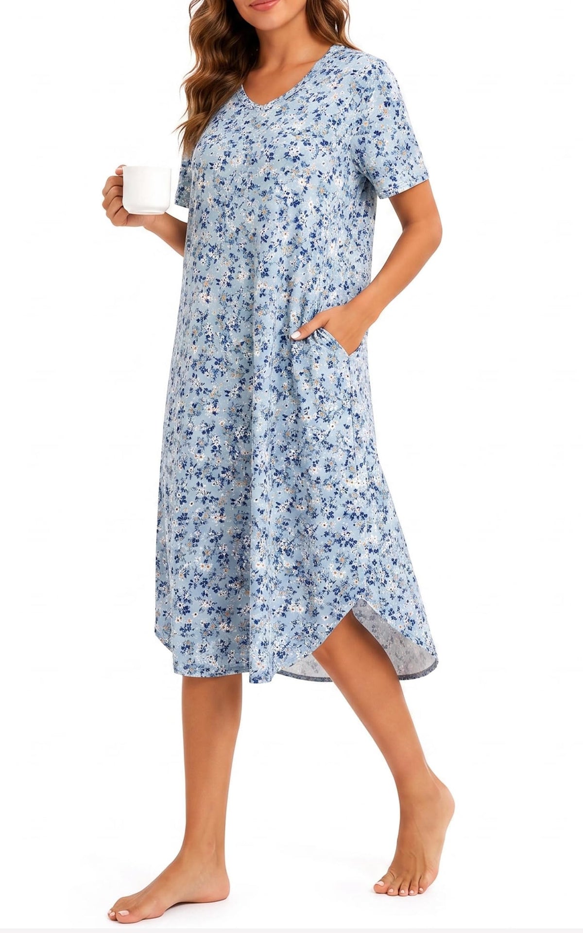 Kabento Womens Short Sleeve Long Nightgowns Sleepwear