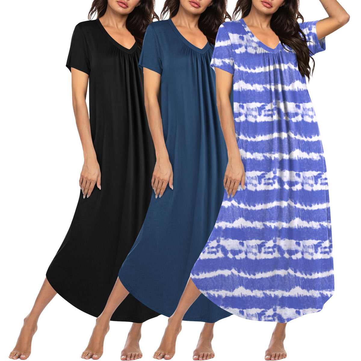 Ekouaer Long Nightgowns for Women 3 Pack House Dress Plus Size Moo Moos