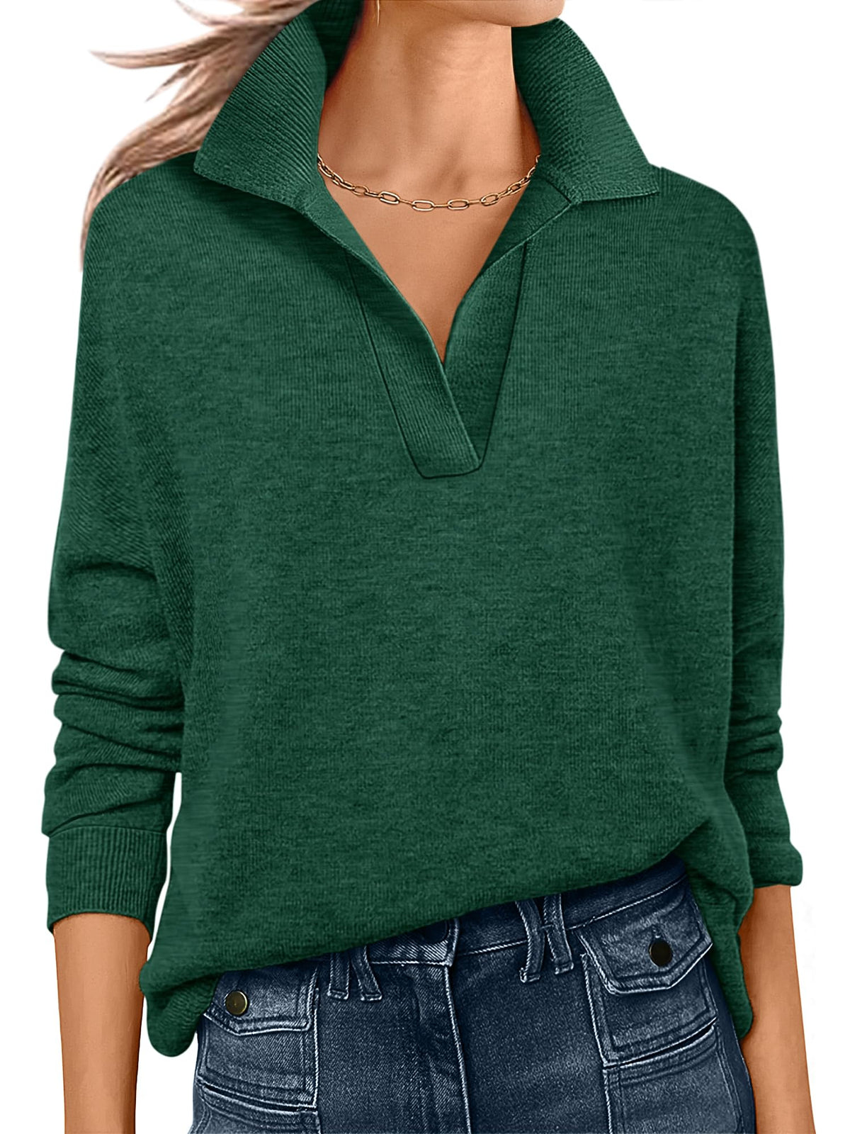 ANRABESS Women Polo V Neck Lightweight Fall Sweaters