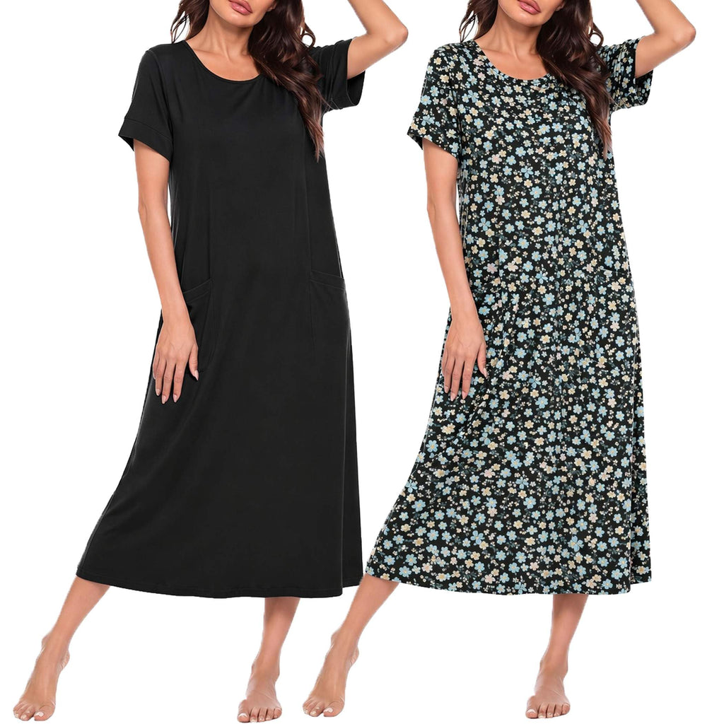 Ekouaer Long Nightgowns for Women Soft House Dress Plus Size Moo Moos
