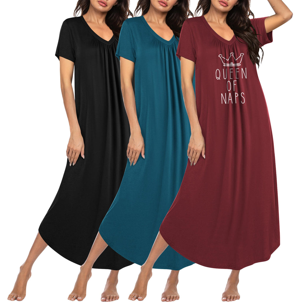Ekouaer Long Nightgowns for Women 3 Pack House Dress Plus Size Moo Moos