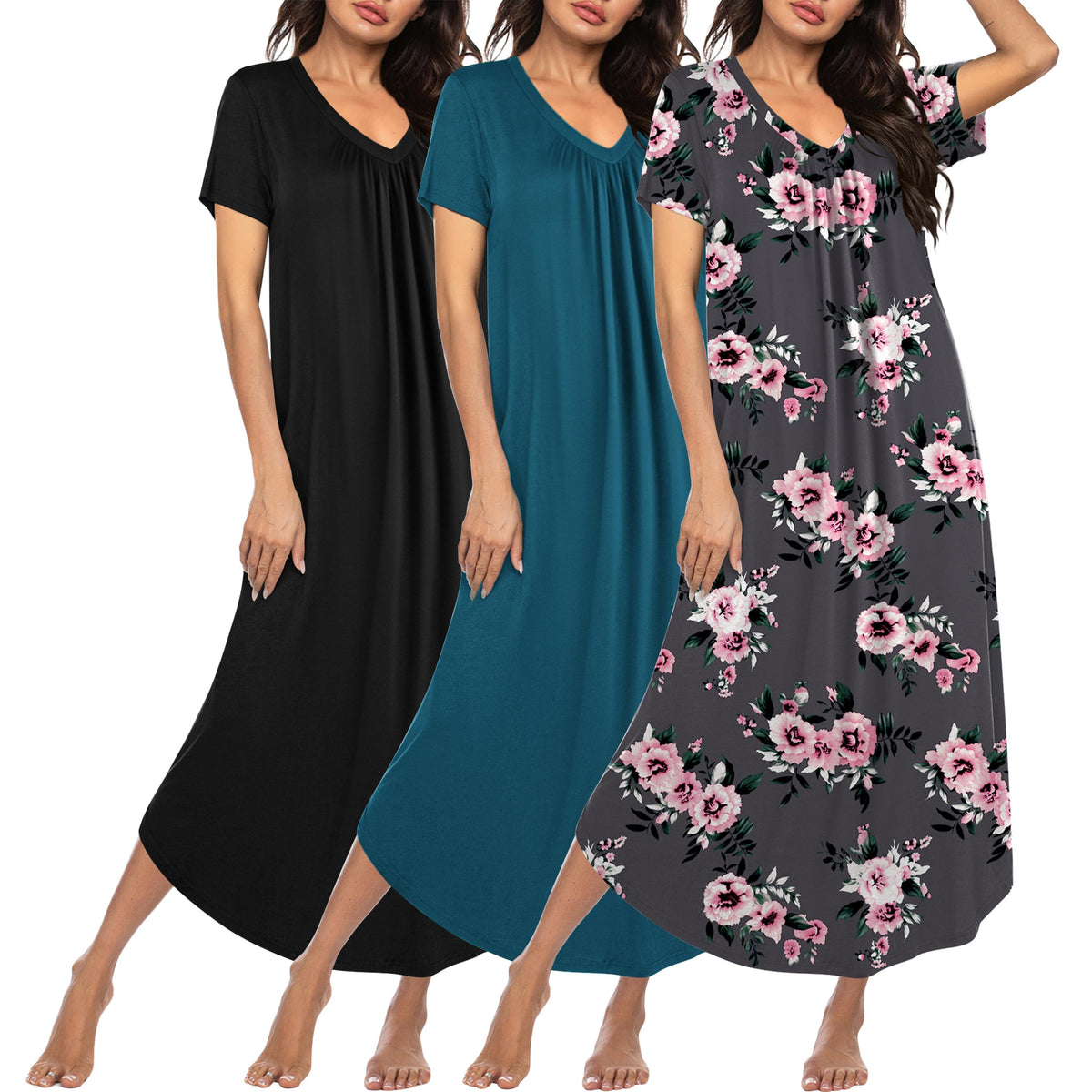 Ekouaer Long Nightgowns for Women 3 Pack House Dress Plus Size Moo Moos