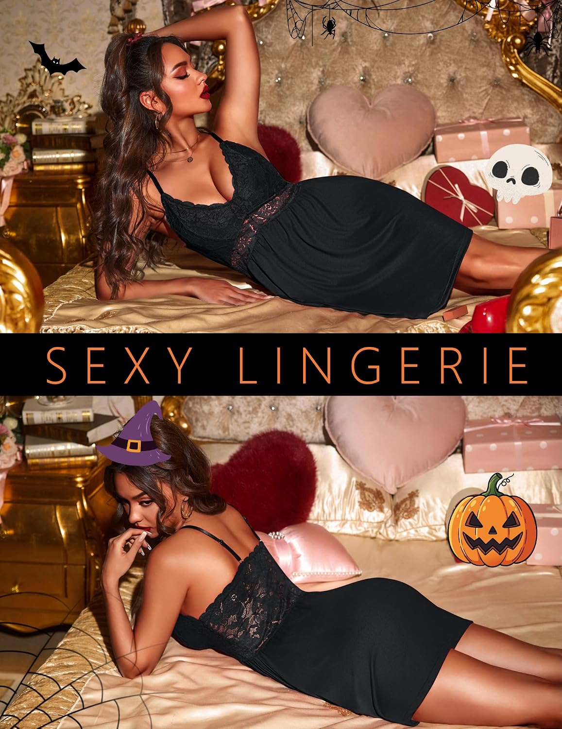 Ekouaer Lingerie for Women Sexy Nightgowns Sleeveless Sleep Dress Nightgown