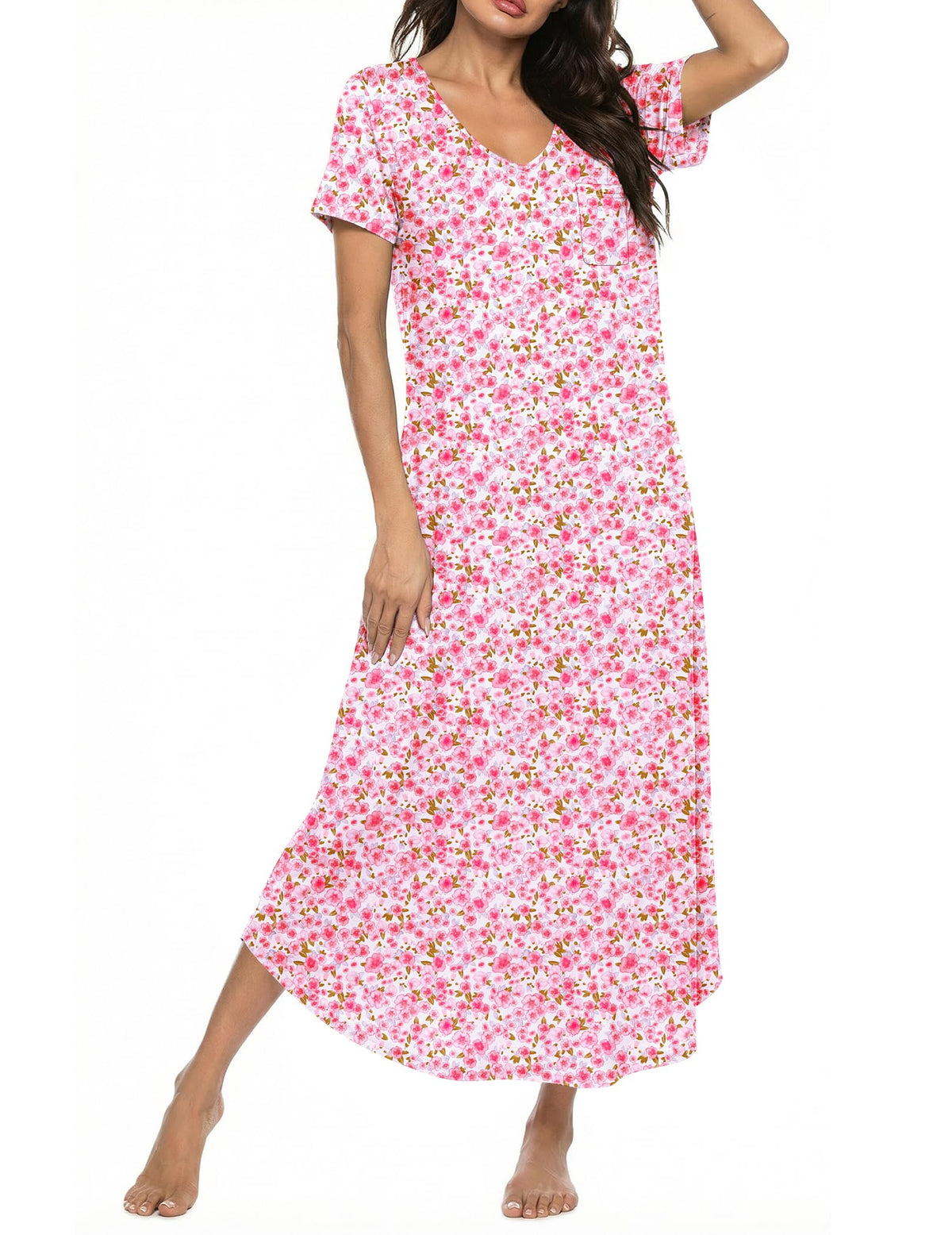 Ekouaer Long Nightgowns for Women Bamboo Viscose Short Sleeve Sleepshirt