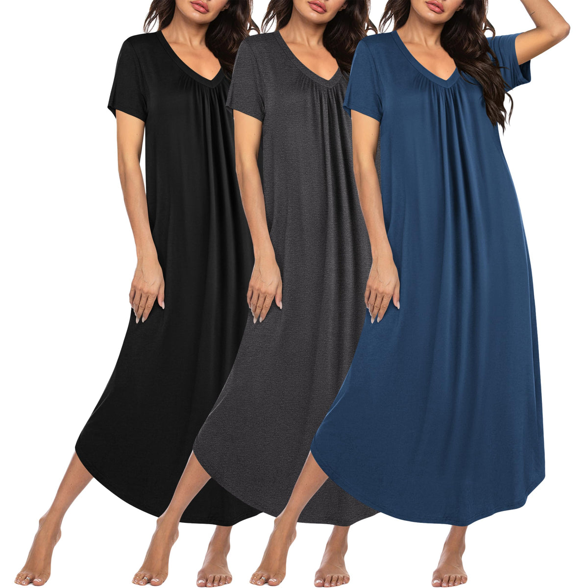 Ekouaer Long Nightgowns for Women 3 Pack House Dress Plus Size Moo Moos