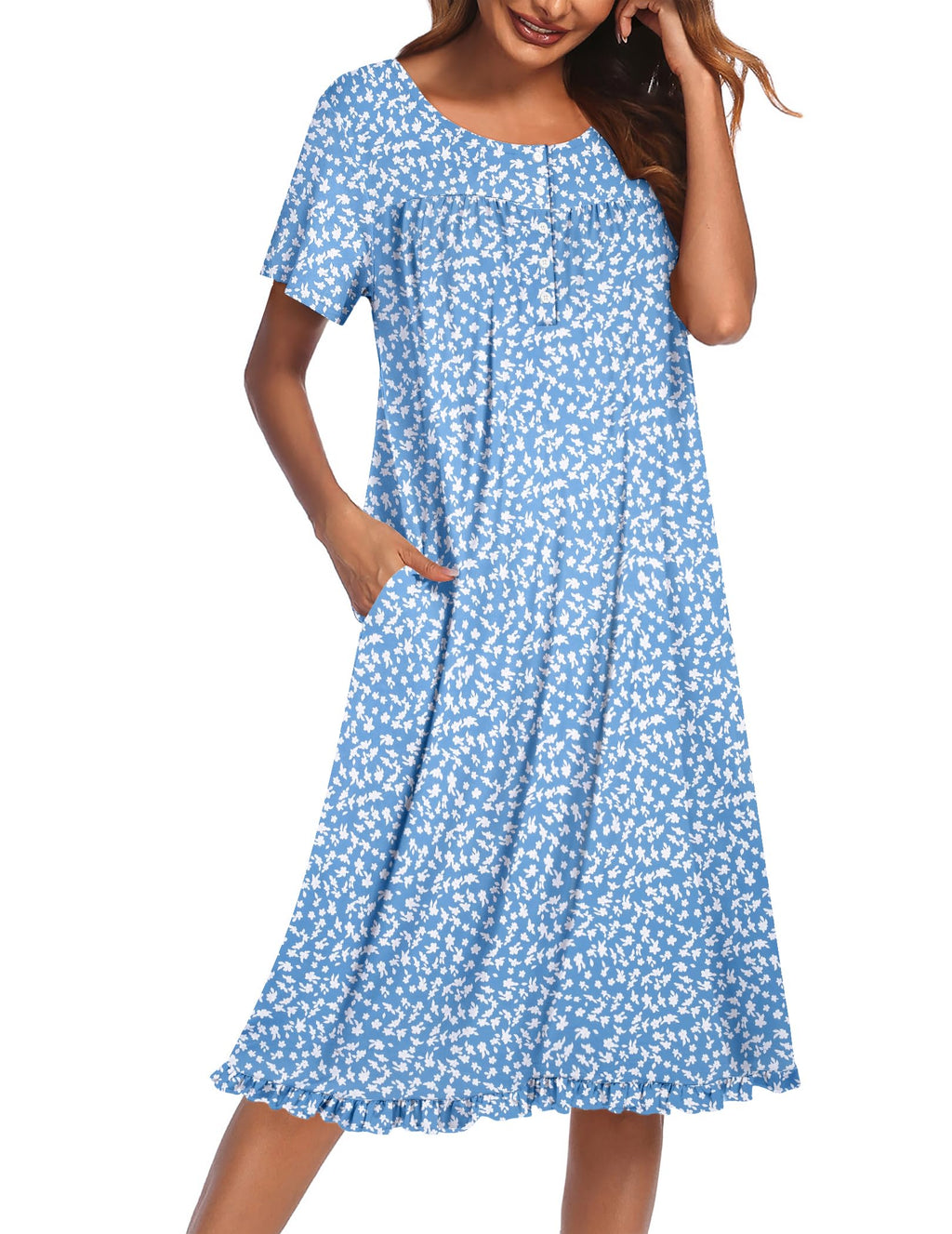 Ekouaer House Dresses for Women with Pockets Short Sleeve Moo Moos