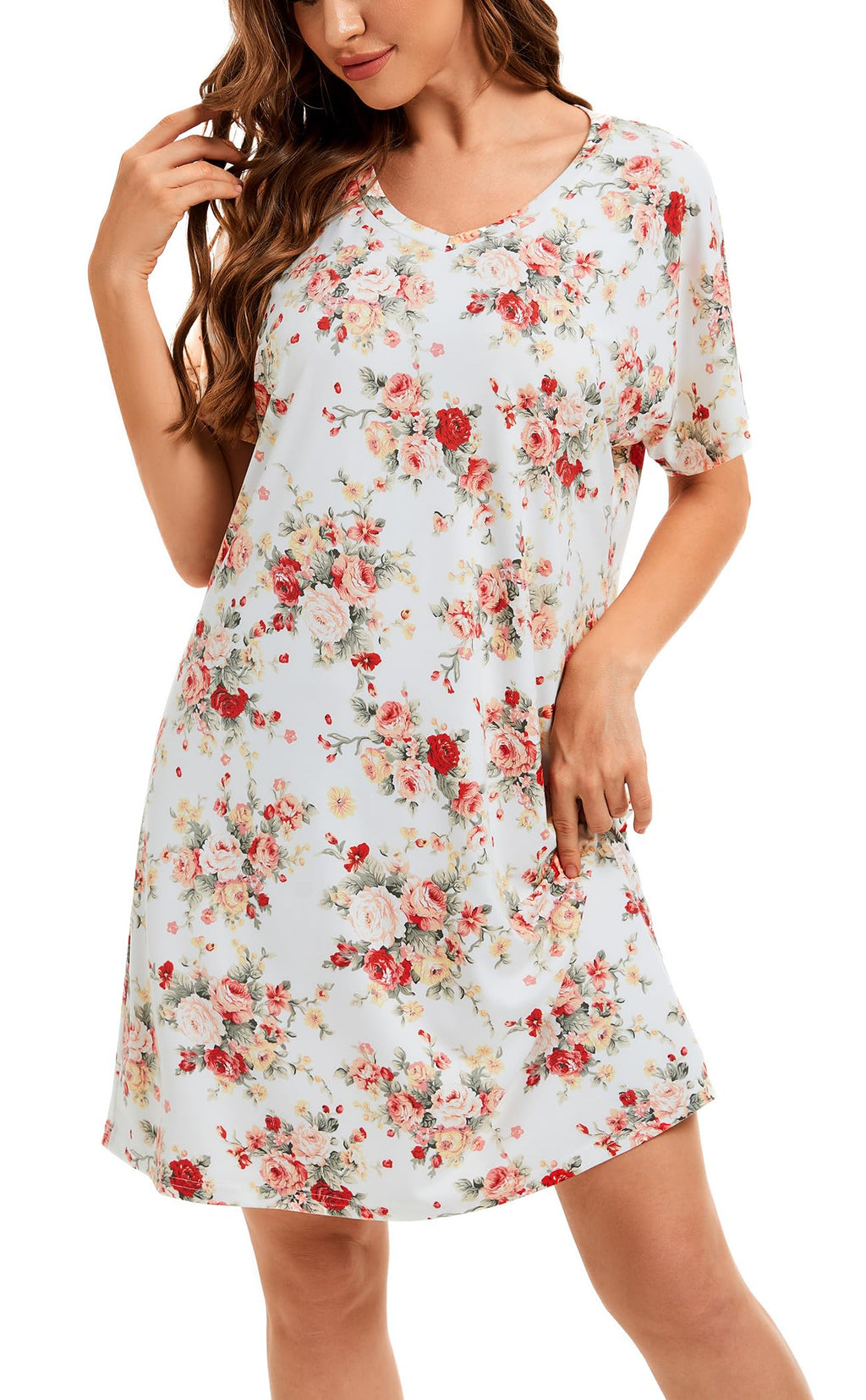 Nightgowns for Women Soft Cotton Sleep Shirts Short Sleeve Sleepwear