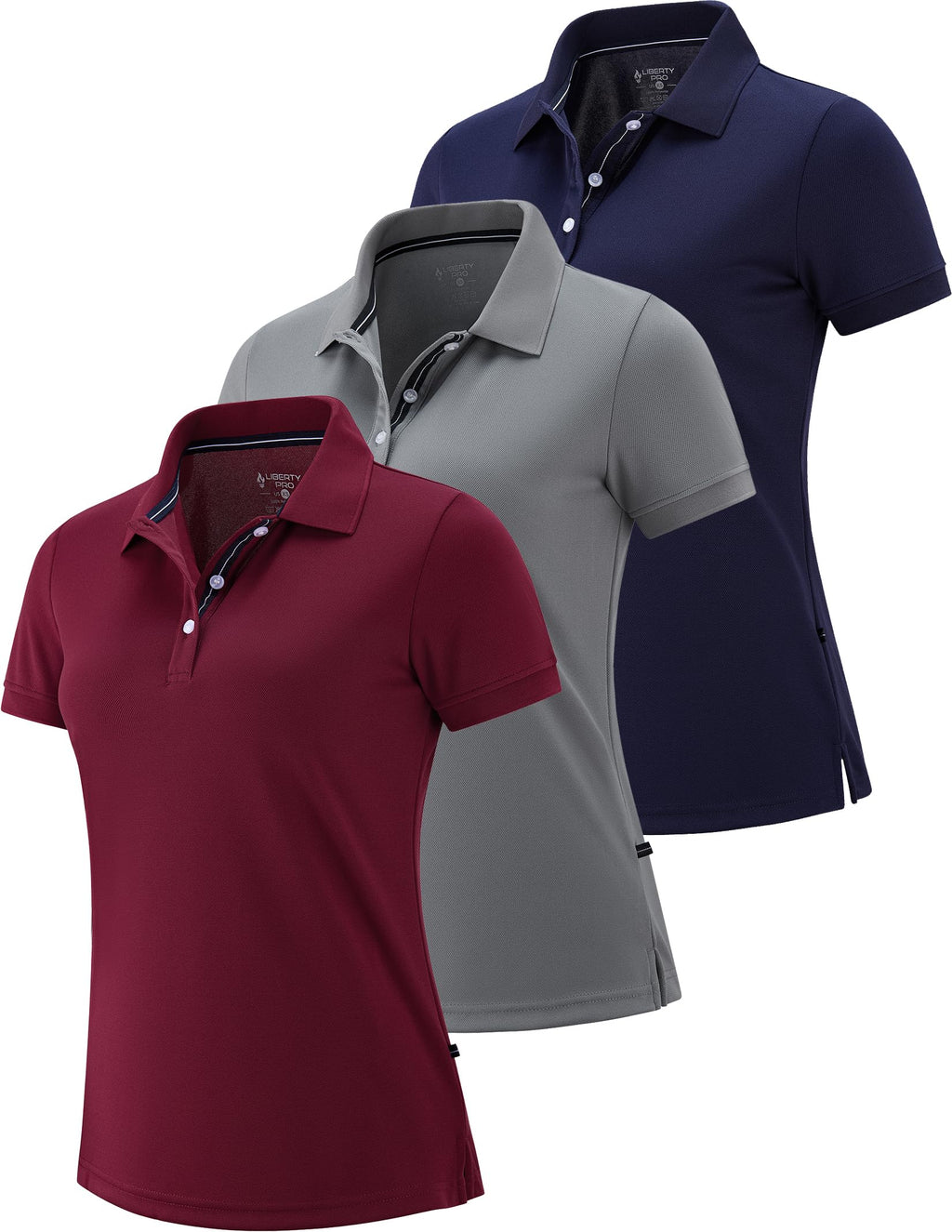 Liberty Pro 1 or 3 Pack Women's Athletic Polo Short Sleeve Shirts