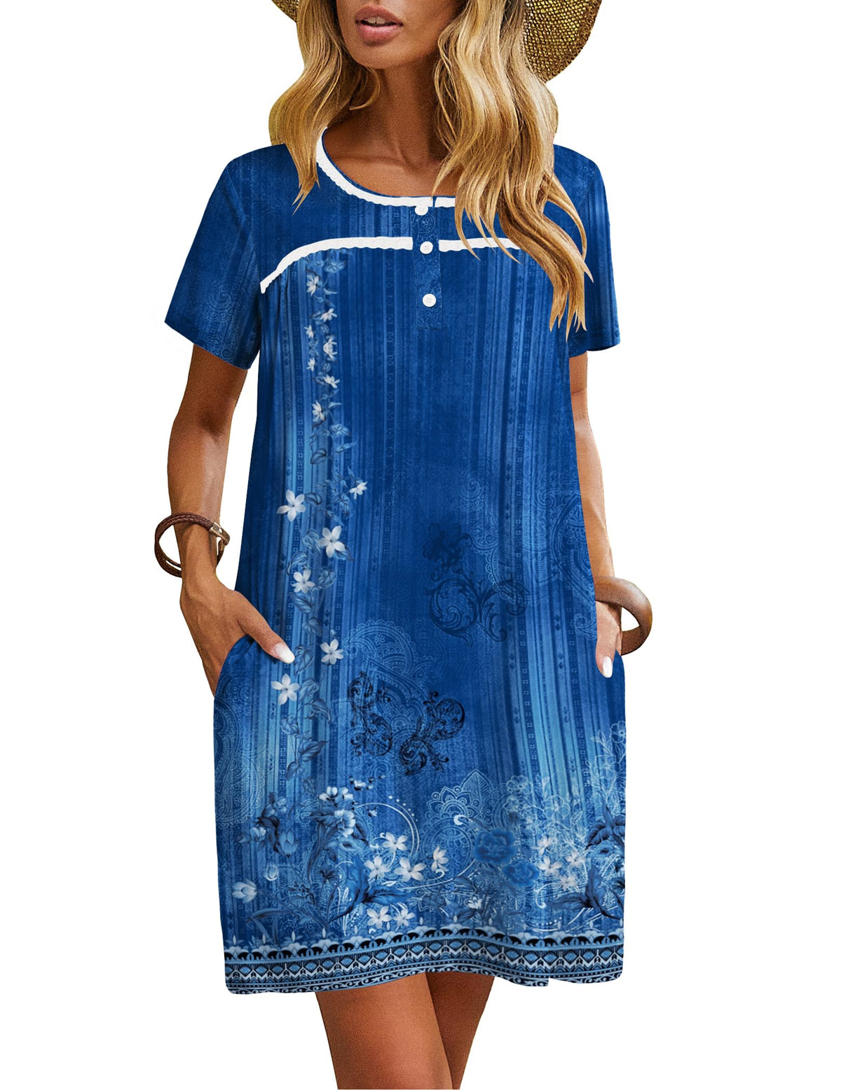Ekouaer Women Nightgowns Short Sleeve Sleepwear Soft Nightshirt Pajamas